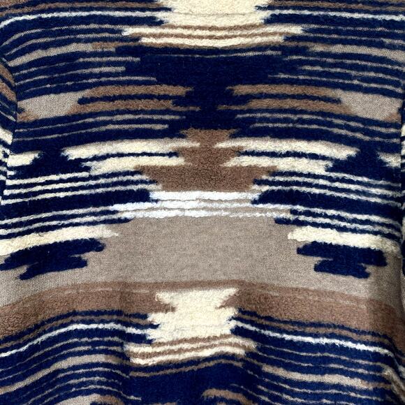 Lucky Brand Southwest Aztec Fringe Cardigan Sweater Sz L Brown Blue Open Front - Picture 5 of 9